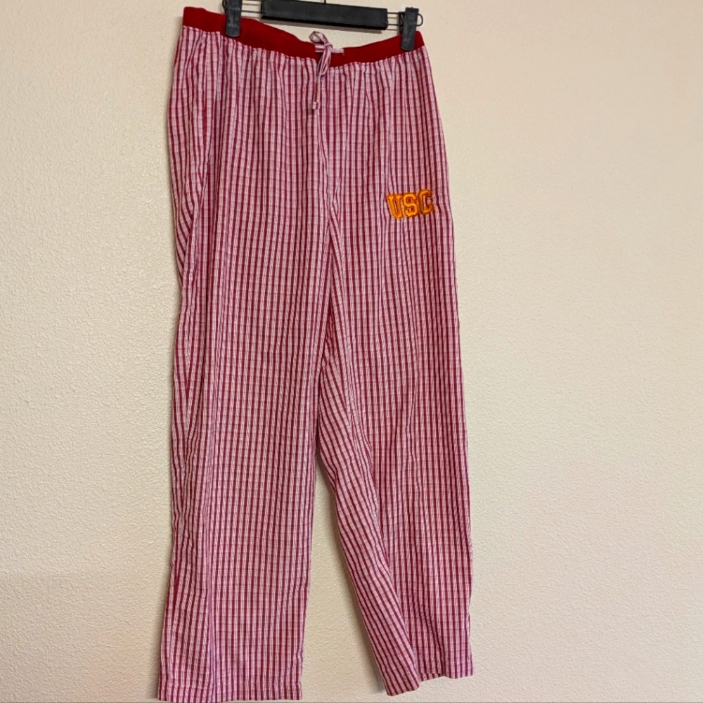 Sideline Apparel Red and White Striped Pajama Pants Women's Size Large U S C